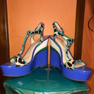 Gianni Bini multi colored leopard wedges